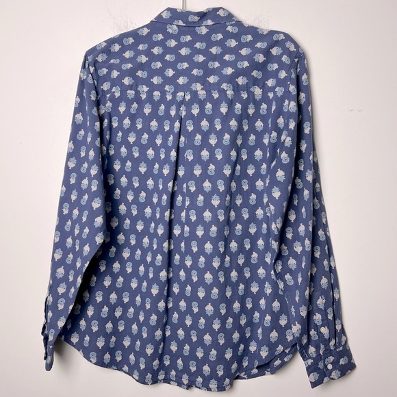 Lucky Brand Blue and White Patterned Button Up Lightweight Cotton Women's Shirt - Picture 9 of 13